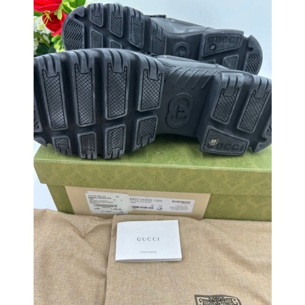 Men's Gucci Men's Black Leather Horsebit Lug Sole Loafers size 12 made in Italy - Picture 6 of 12